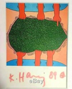 Untitled Keith Haring (1985) Signe Art Fin Encadré Postcard Rare