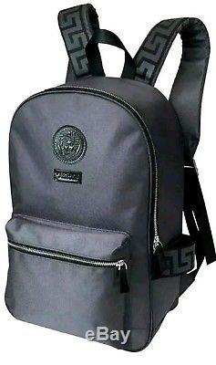 Versace Backpack Mens Meander Imprimer Dark Grey Sac À Dos Limited Edition Nouveau