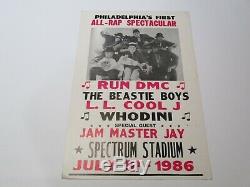 Vintage 1986 Tous Rap Spectaculaire Concert Événement Affiche Beastie Boys Run DMC Rare