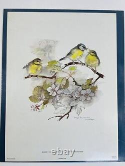 Vintage Mads Stage Birds Reproduction D'art Lithographie Artiste Danois