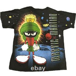 Vintage Marvin The Martian All Over Print T-shirt Sz XL Looney Tunes Space Jam