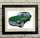 Voiture Vintage Mgb Gt Verte Montée Ou Encadrée - Impression Artistique Unique De Fudgy Draws - Cadeau