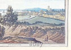 Vue de Woolwich à Londres, aquatinte 1793, originale de Farington et Stadler