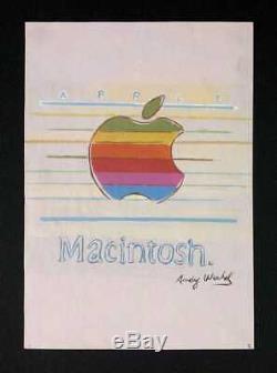 Warhol Originale Andy Hand Drawn Et Signé Apple / Mac Circa 1984 Gouache Sur Papier