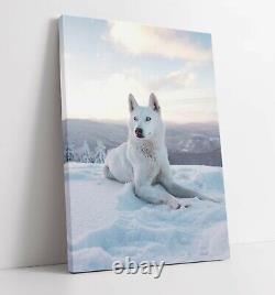 White Wolf Toile Murale Art Float Effet/cadre/image/affiche Imprimé- Bleu