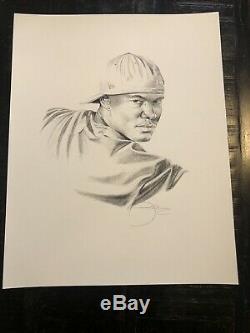 Wiley Rare Kehinde! Signé Au Crayon Portrait D'obama Artiste