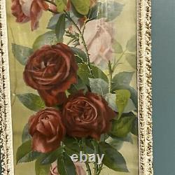 Yard Long Print Roses Red Pink Cottagecore A & P Tea Company 1897 Dommages Encadrés